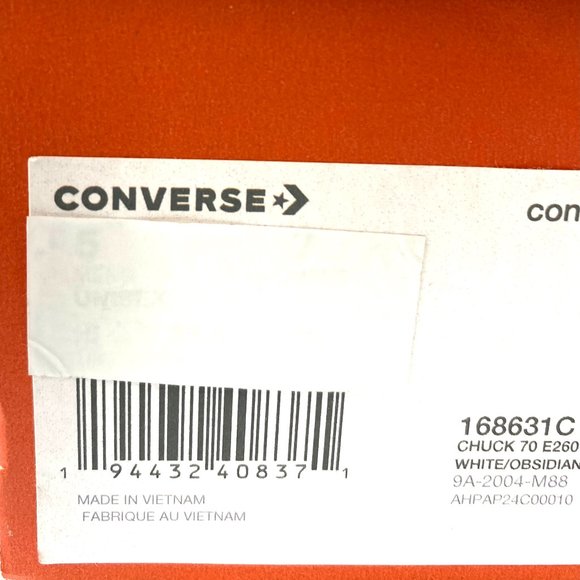 Converse CHUCK 70 E260 High Canvas White Blue Women's Size Sneakers 168631C - Picture 7 of 7